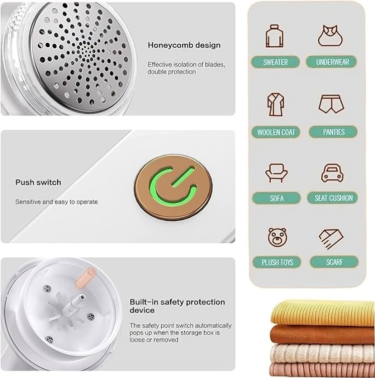 Chigo Electric Lint Remover For Clothing Sweater Anti Pilling Razor Coat Hair Ball Trimmer Rechargeable Plush Clothing Razor Remover (random Color)